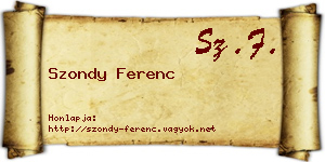 Szondy Ferenc névjegykártya