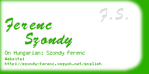 ferenc szondy business card